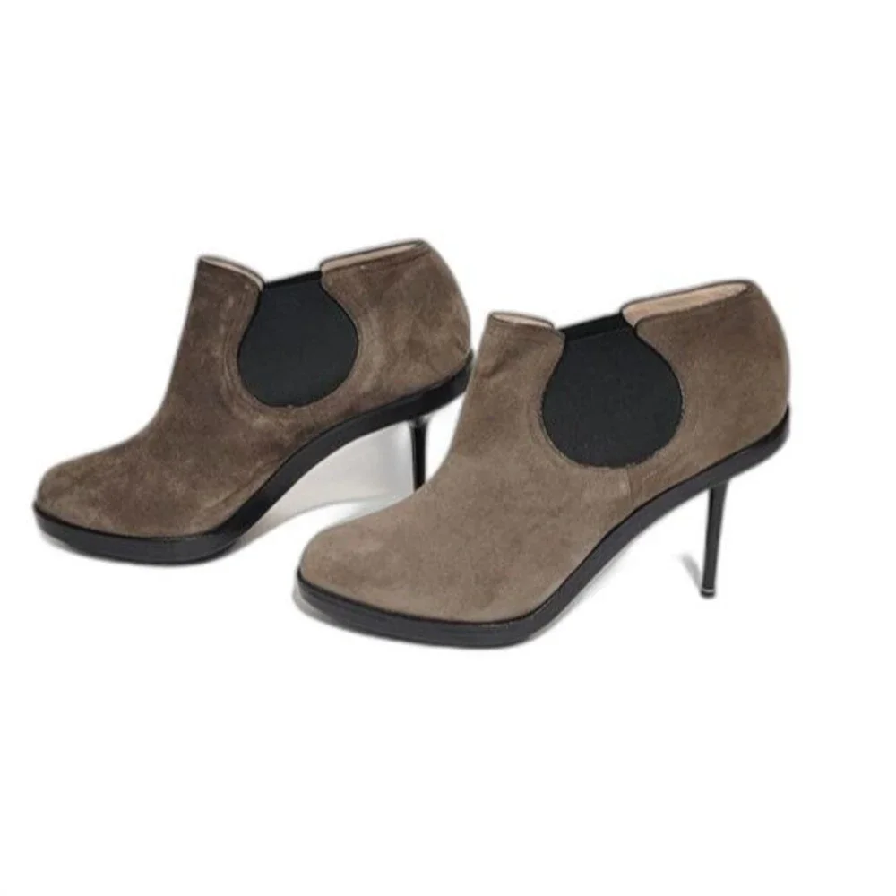 NEW! Nickolas Kirkwood Suade Platform Booties Heel - Picture 4 of 12